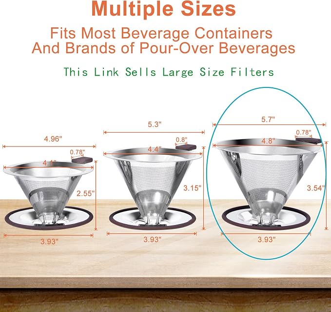 Pour Over Coffee Dripper, Paperless Pour Over Coffee filter, Stainless Steel - Image 2