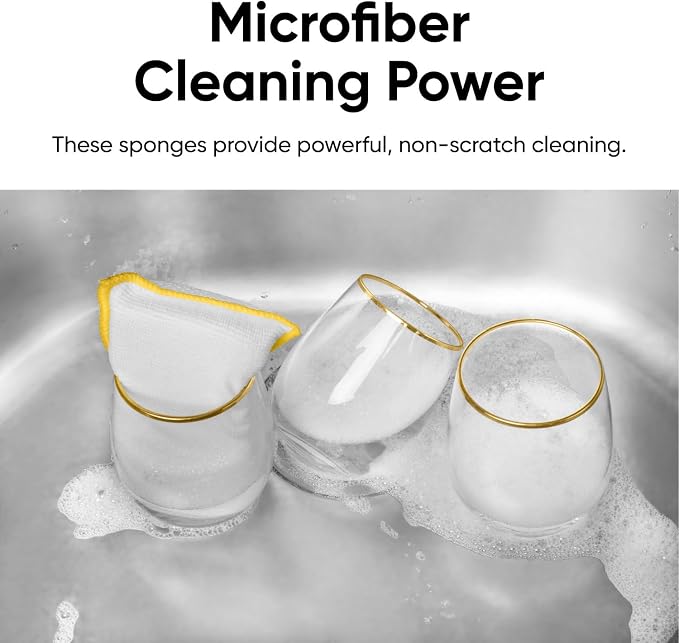 Microfiber Sponges for Dishes, Non-Scratch Sponge Dish Scrubber Heavy Duty - Image 3