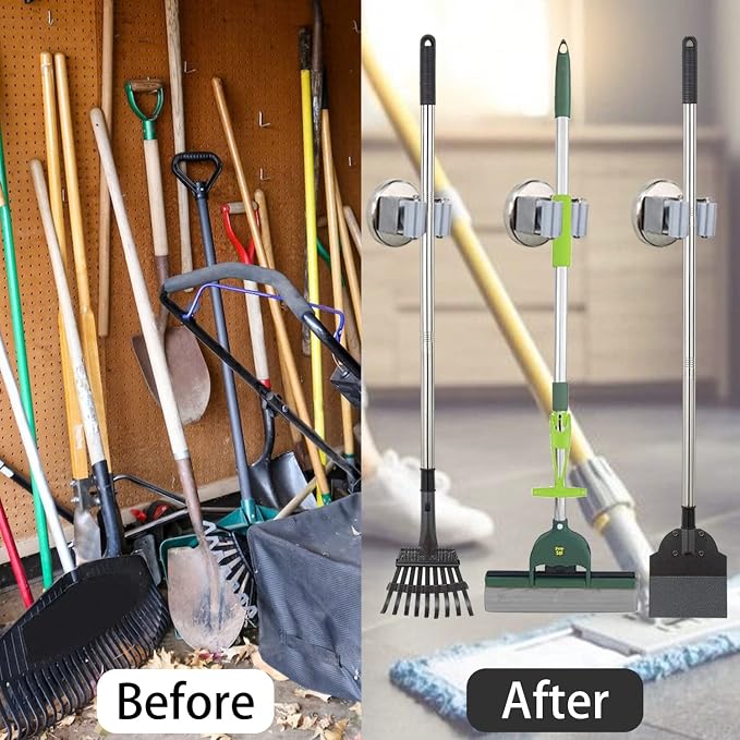 MUTUACTOR Magnetic Broom Holders, 10lbs No Drilling Anti-broken Magnetic Hooks - Image 7