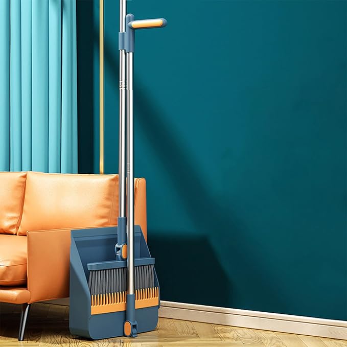 Broom and Dustpan Set, Long Adjustable Handle Indoor Sweeping Brooms, 180° by Unknown