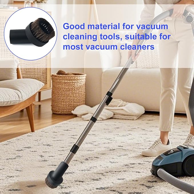 3pcs Horse Hair Brush Vacuum Attachments, 1.25'' Black Round Dust Brush - Image 6