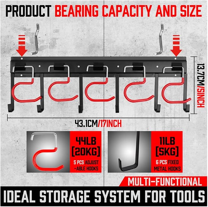 SEDY 68" All Metal Garden Tool Organizer Hooks - Image 4