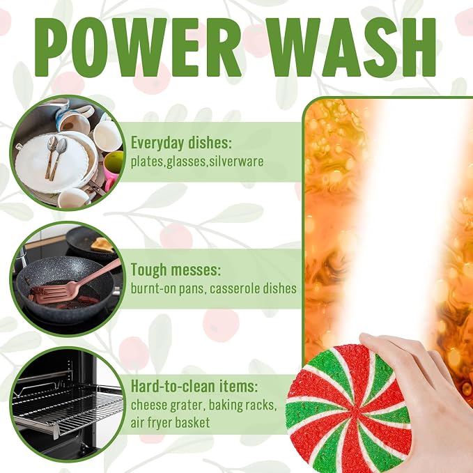 Whaline 8Pcs Christmas Candy Kitchen Sponges Red Green Xmas Candy Water - Image 5