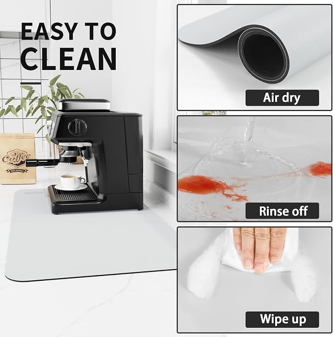 Coffee Mat - Absorbent Hide Stain Rubber Backed Dish Drying Mat - Image 4