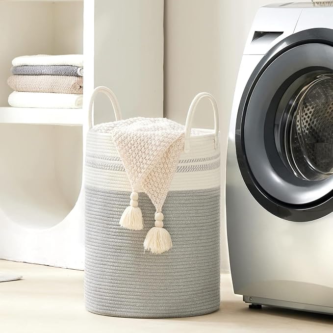 YOUDENOVA Woven Rope Laundry Hamper Basket, 72L Tall Luandry Basket, Baby - Image 6