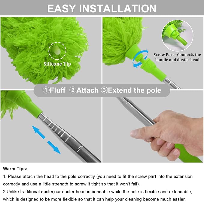 DELUX Microfiber Feather Duster Extendable Duster - Image 2
