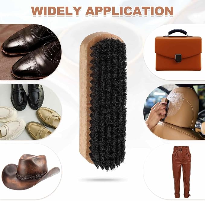 HARFINGTON Shoe Cleaning Brush 6"x2" Beech Wood Horsehair Boot Polish Brushes - Image 7