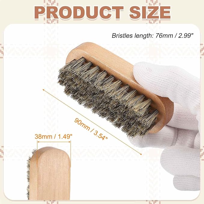 HARFINGTON Shoe Cleaning Brush 4"x1" Maple Wood Pig Bristle Boot Polish Brushes - Image 2