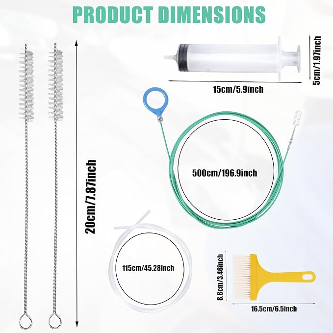 6pcs Car Auto Sunroof Drain Cleaning Tool Kit, Round Handle 5m/196.85in Long - Image 2