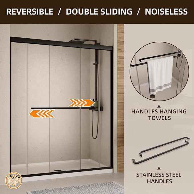 Shower Door, Royal Guard 44-48" W x 70" H Semi-Frameless Double Sliding Glass - Image 5