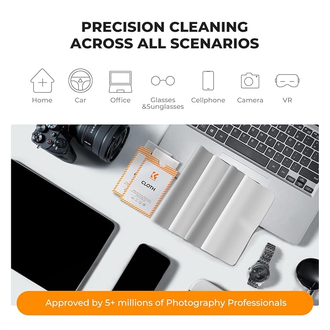 K&F CONCEPT 2 Pack Lens Cleaning Cloth | Microfiber Cleaning Cloth | Glasses - Image 4