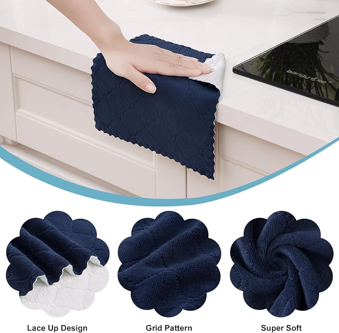 Homaxy 12 Pack Kitchen Cloths Dish Towels, Super Soft and Absorbent Dish Cloths - Image 2