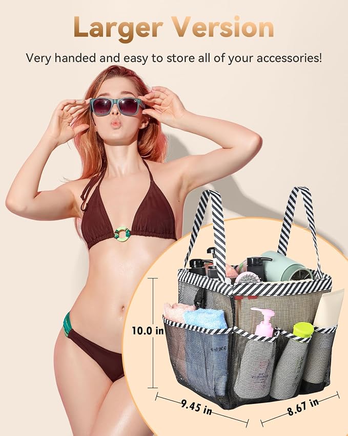 Temede Mesh Shower Caddy Tote, Large Shower Caddy Basket Portable, Quick Dry - Image 2