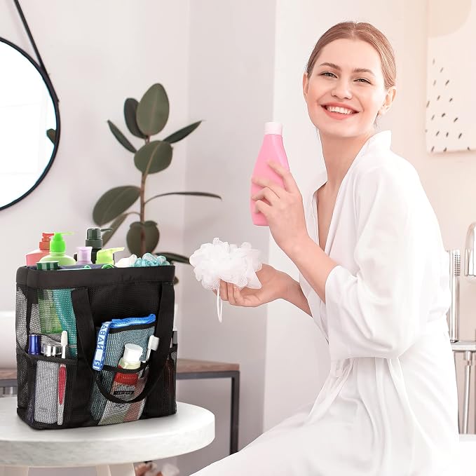 HAOGUAGUA Large Mesh Bathroom Shower Caddy, Mesh Beach Pool Bag, Portable - Image 3