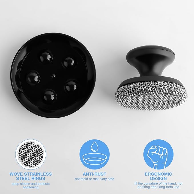 2PCS Cast Iron Scrubber Cleaner, Chainmail Scrubber - Image 3