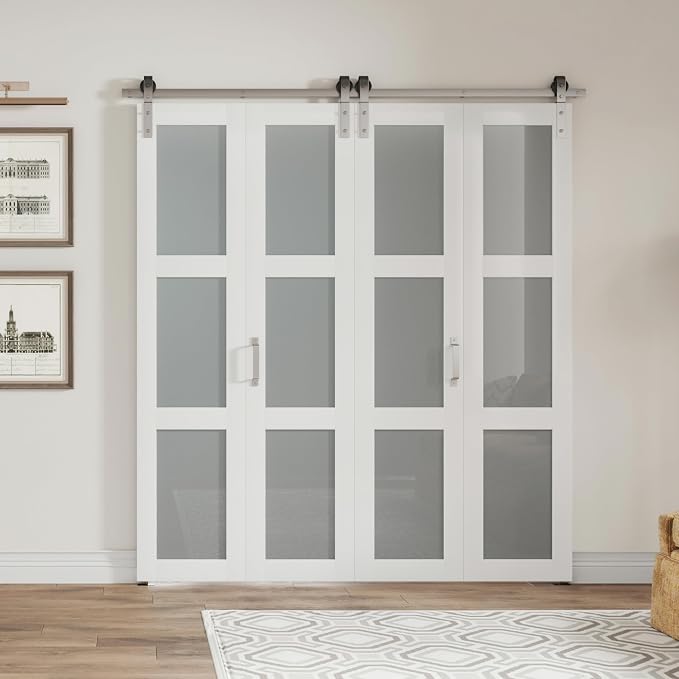 Bifold Closet Doors, 3 Lites Frosted Glass Bifold Door - Image 3