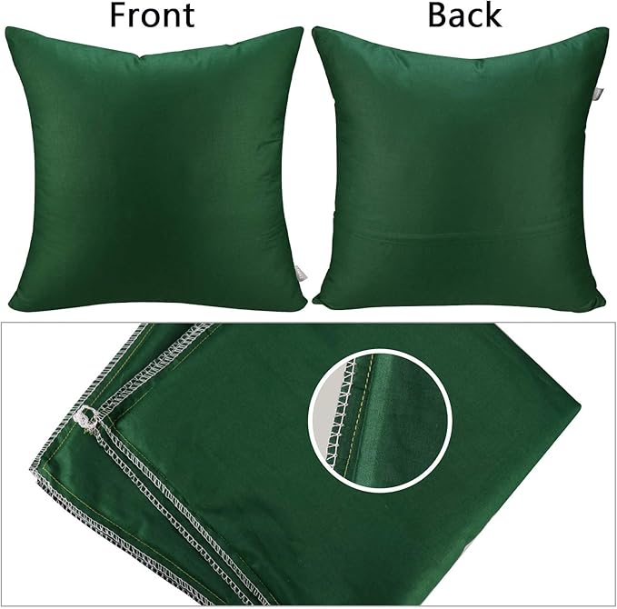 Thmyo 4-Pack 100% Cotton Comfortable Solid Decorative Throw Pillow Case Square Cushion Cover Pillowcases St Patricks Day DIY Throw Pillow Covers for Sofa(18x18 inch/ 45x45cm,Christmas Green)