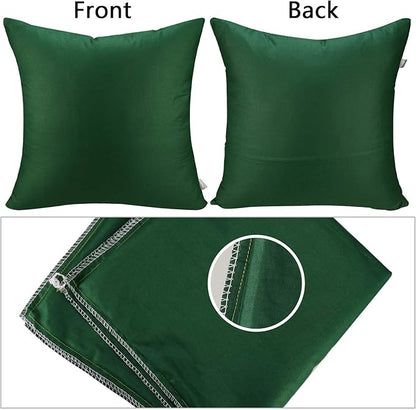 Thmyo 4-Pack 100% Cotton Comfortable Solid Decorative Throw Pillow Case Square Cushion Cover Pillowcases St Patricks Day DIY Throw Pillow Covers for Sofa(18x18 inch/ 45x45cm,Christmas Green)