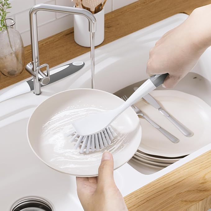 Amazer Dish Brush with Handle, 2 Pack Kitchen Scrub Brushes - Image 6