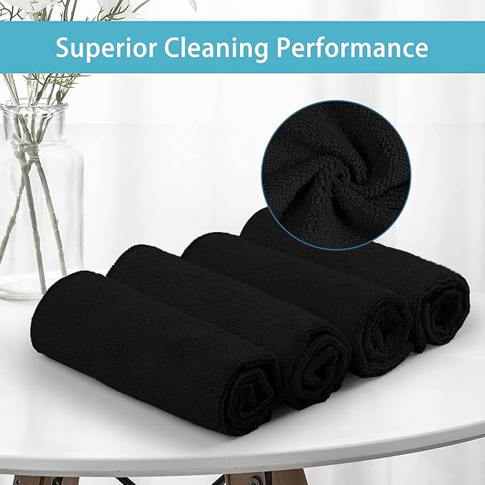 HOMEXCEL Black Microfiber Cleaning Cloth 100 Pack, Microfiber Towel - Image 3