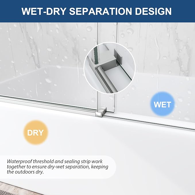 Frameless Tub Sliding Door, 5/16" Bathtub Shower Door - Image 8