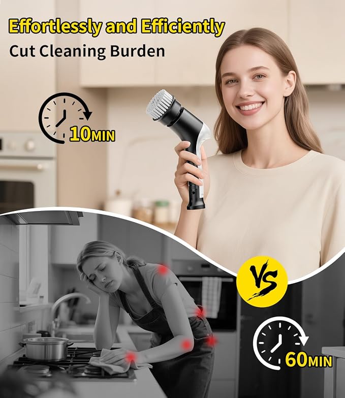 Electric Spin Scrubber, Cordless Household Cleaning Brush - Image 2