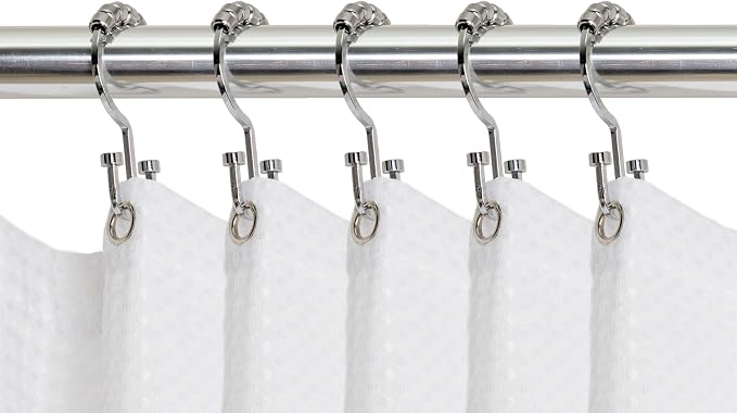 Utopia Alley HK1SS Deco Flat Double Roller Shower Curtain Hooks; Chrome by UtopiaAlley