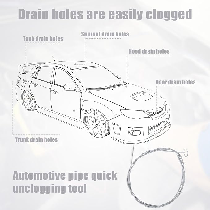 Auto Sunroof Drain Cleaning Tool Kit, 55.1in Long Pipe Cleaners - Image 3