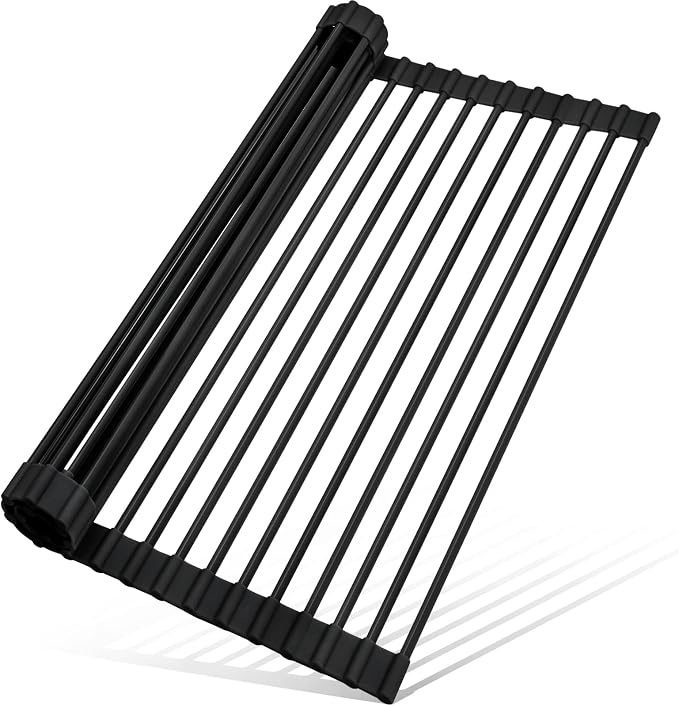 MERRYBOX Roll Up Dish Drying Rack Silicone Wrapped Over The Sink Dish Drying by MERRYBOX
