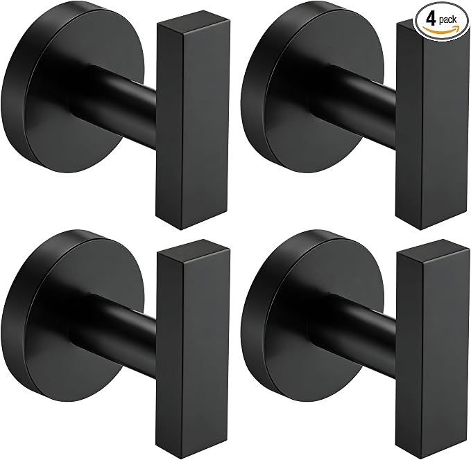 Nolimas Towel Hooks for Bathrooms, Matte Black Towel Hook for Kitchen Bathroom by Giveyourbathroomanewlook