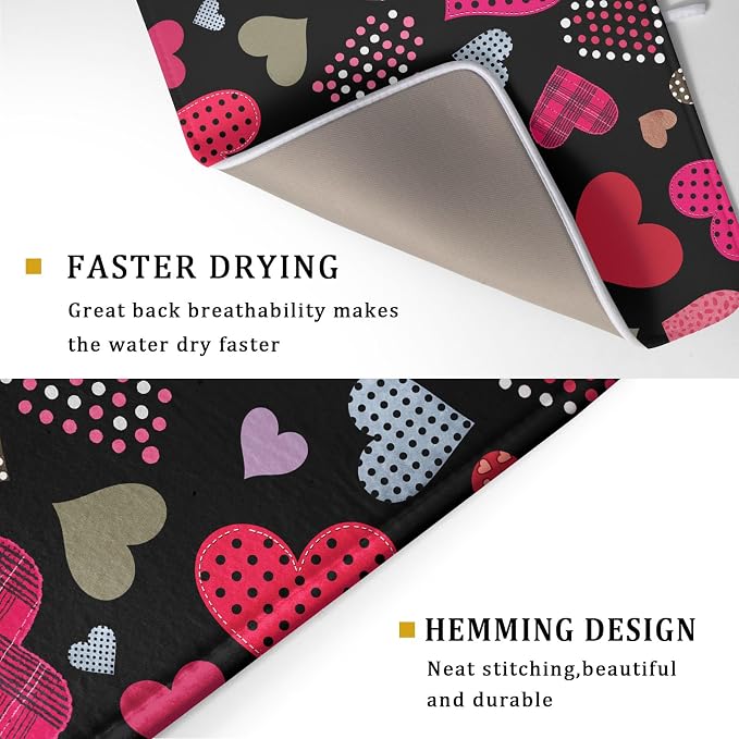 Happy Valentine's Day Black Dish Drying Mat - Image 3