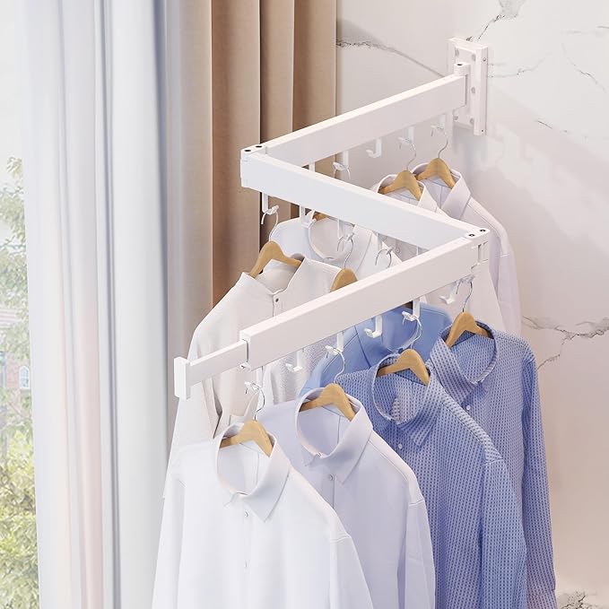 Wall Mounted Clothes Drying Rack, Collapsible, Retractable - Image 3