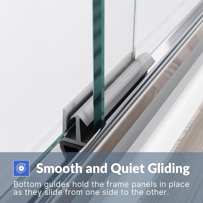 SUNNY SHOWER 60 in.W x 72 in.H Glass Shower Door, Semi Frameless Double Sliding - Image 5