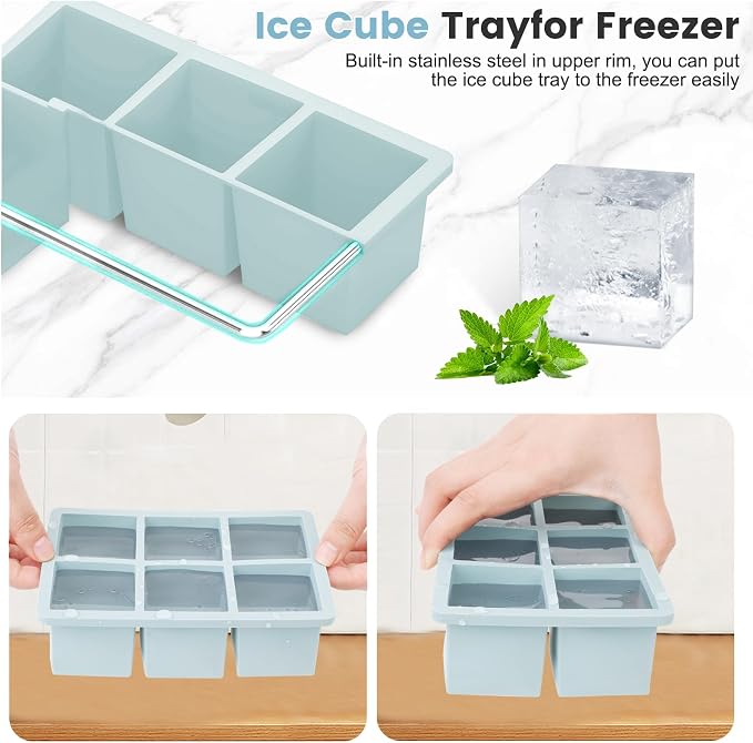 Large Silicone Ice Cube Tray 3Pack, SAWNZC Big Square Ice Cube Molds - Image 6