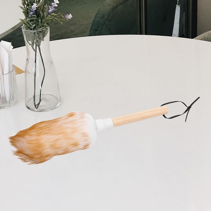 Lambswool Duster with Wooden Handle, Small White Reusable and Washable Home - Image 5