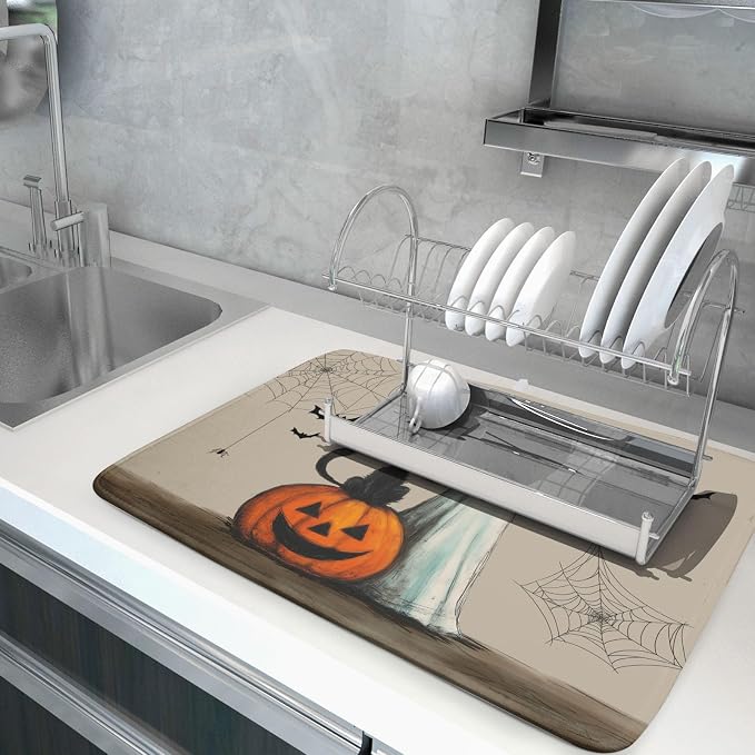 Happy Halloween Black Cat Ghost Dish Drying Mat - Image 5