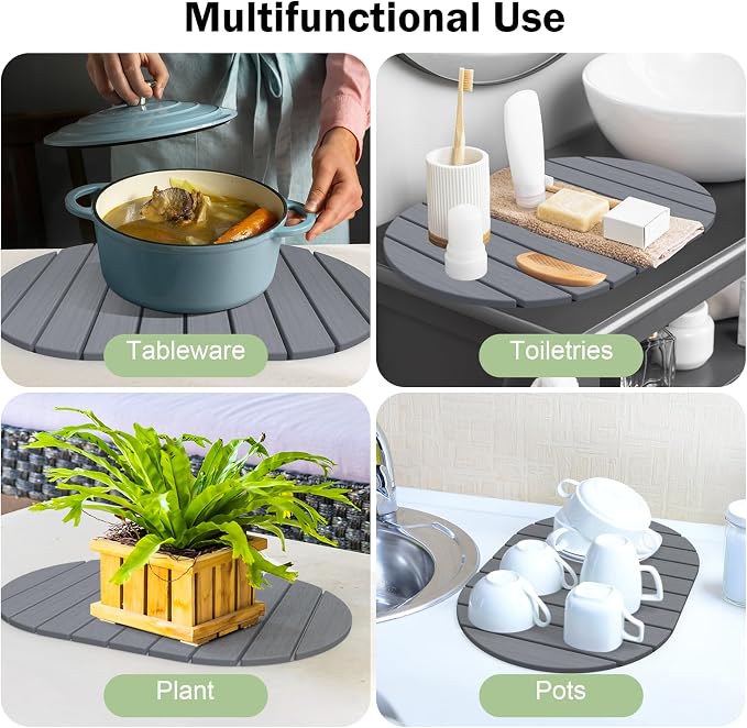Stone Dish Drying Mat for Kitchen Counter, Versatile Stone Drying Mats for Cups - Image 6