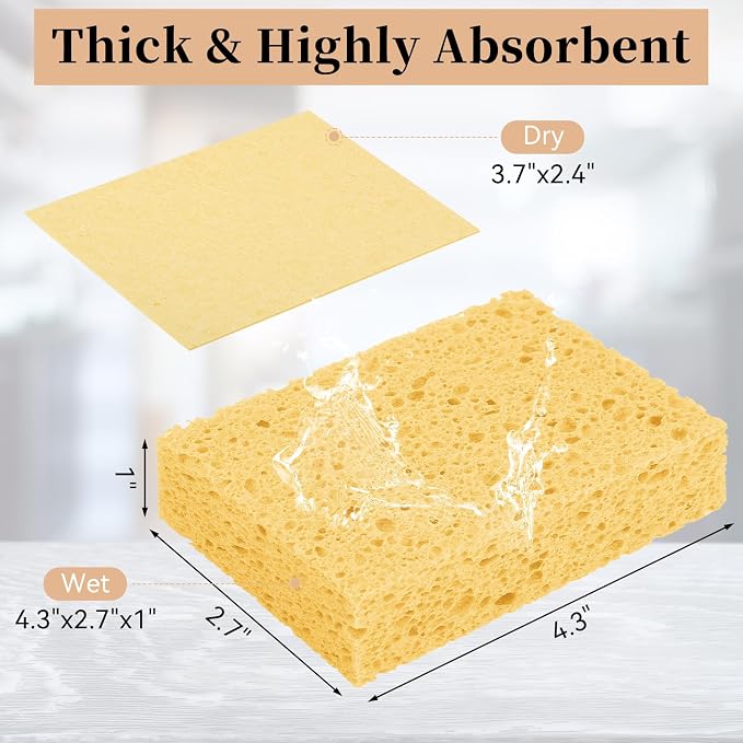 6 Pcs Kitchen Sponges for Dishes Cleaning, Non Scratch for Non Stick Cookware - Image 2