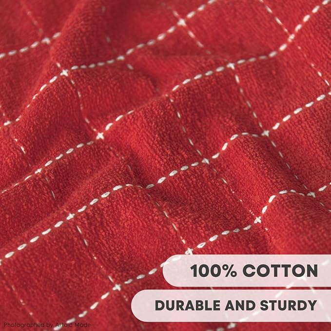 Artoid Mode Checkered Designed Cotton Terry Kitchen Dish Cloths, 12x12 Inch - Image 3