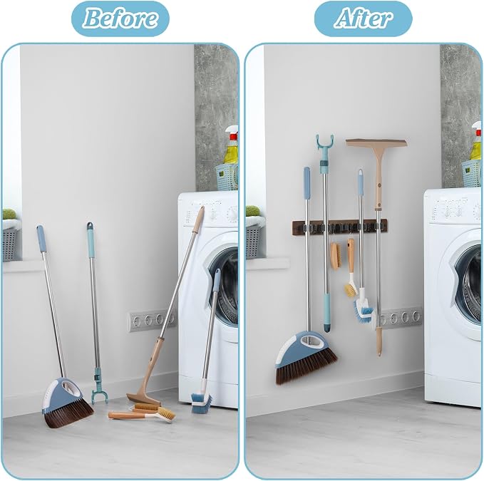 Brown Broom Holder Wall Mount - Image 4