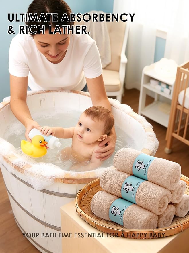 HIPHOP PANDA Baby Washcloths, Rayon Made from Bamboo - Image 4