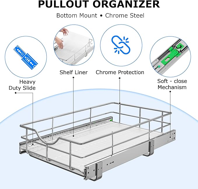 WelFurGeer Soft Close Slide Out Cabinet Shelf, Kitchen Shelf Organizer - Image 5