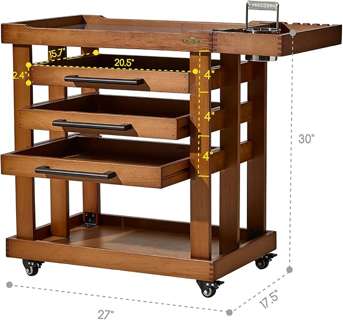 MEEDEN Art Supplies Storage Cart: 5-Tier Solid Beech Wood Utility Rolling Cart - Image 2
