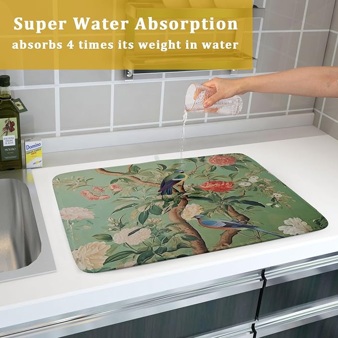 Khope Green Chinoiserie Dish Drying Mat - Image 7