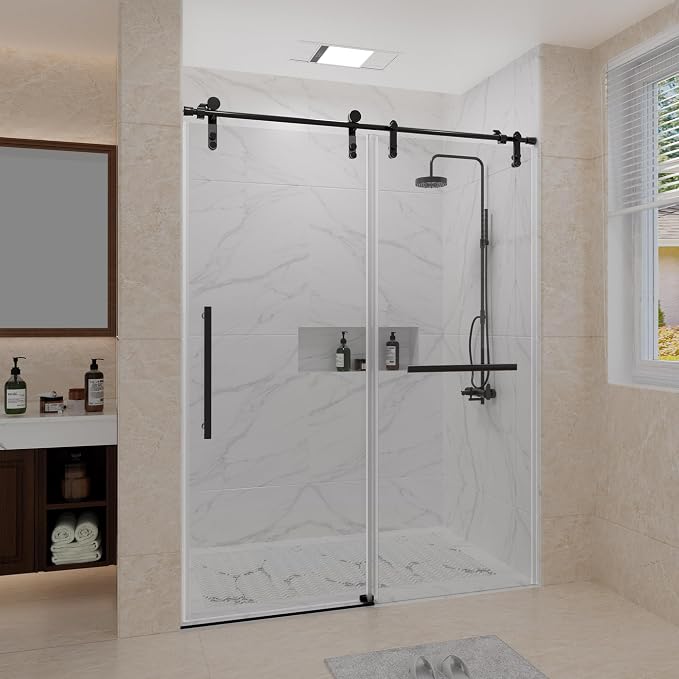 56-60" W x 76" H Frameless Shower Door, Sliding Shower Door by TrumbeakFurniture