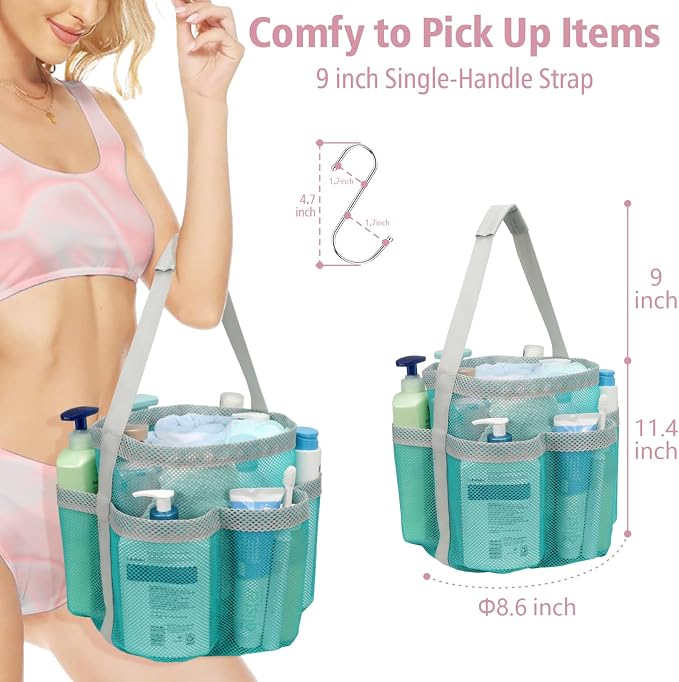 F-color Mesh Shower Caddy Portable, Large Capacity Shower Bag Basket Tote - Image 4