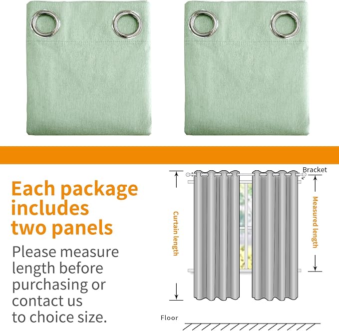 YoungsTex Light Green Linen 100% Blackout Curtains - Image 8