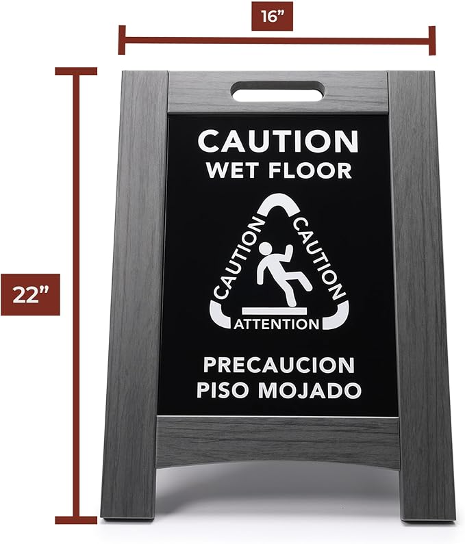 Premium Outdoor Composite Caution Wet Floor Sign – Bilingual w/Non-Skid Plastic - Image 5