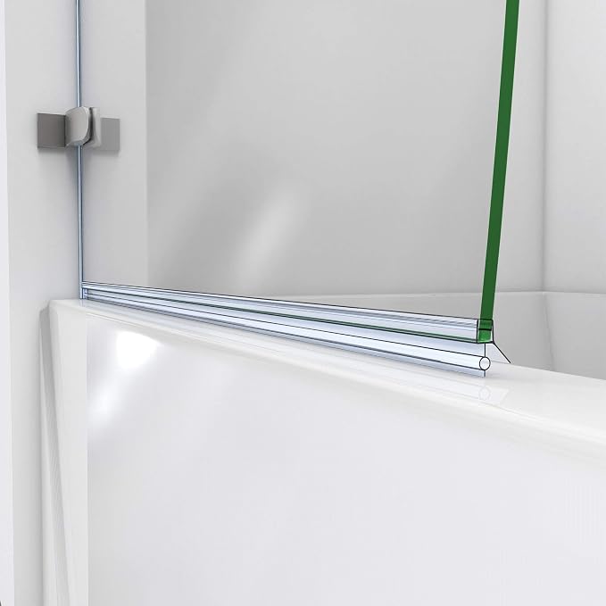 DreamLine Aqua Uno 34 in. W x 58 in. H Frameless Hinged Tub Door in Brushed - Image 8