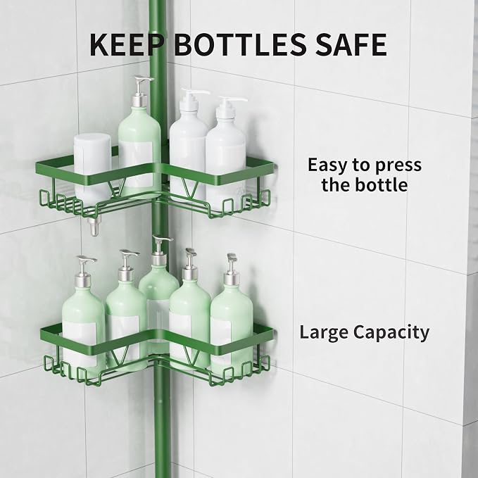 KEGII Shower Caddy Tension Pole, 4-Tier Rustproof Adjustable Corner Bathroom - Image 4